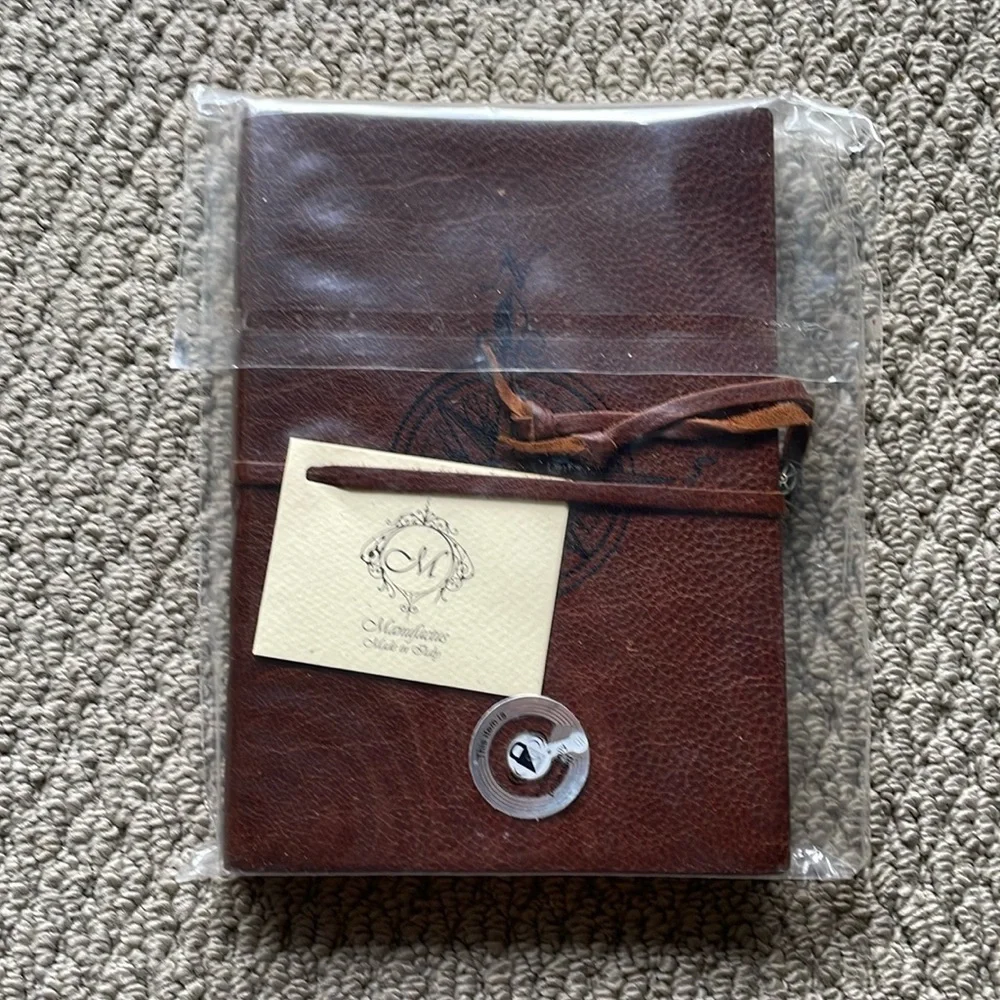 New With Tags: Made In Italy Leather Bound Compass Journal Notebook/Diary/Agenda